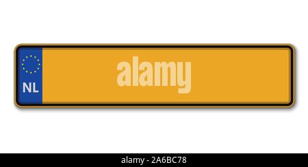 La plaque de numéro de voiture. Licence d'immatriculation des véhicules de Pays-Bas Illustration de Vecteur