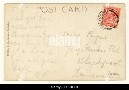 De marche arrière au début des années 1900 Carte postale posted septembre 1918, Royaume-Uni Banque D'Images