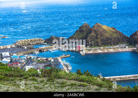 Vue aérienne du port de Tappi, Aomori, Japon Banque D'Images