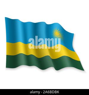 3D réaliste Waving Flag du Rwanda sur fond blanc Illustration de Vecteur