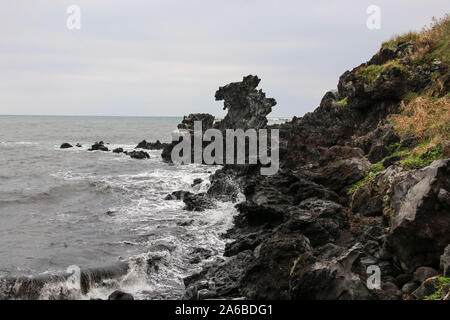 Tête de Dragon Rock à l'île de Jeju, Corée du Sud. Banque D'Images