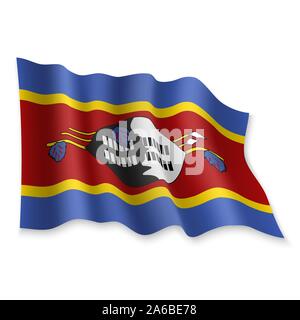 3D réaliste Waving Flag du Swaziland sur fond blanc Illustration de Vecteur