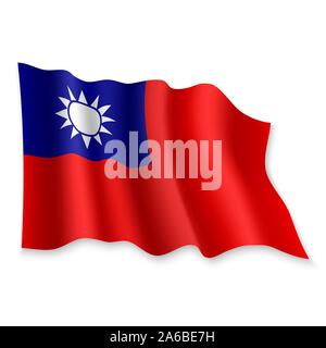 3D réaliste Waving Flag de Taiwan sur fond blanc Illustration de Vecteur