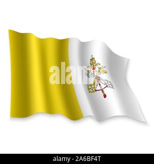 3D réaliste Waving Flag de Vatican sur fond blanc Illustration de Vecteur