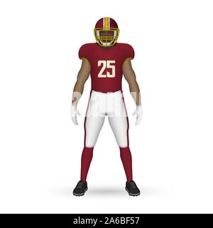 3D réaliste joueur de football américain, de l'équipe de conception de modèle kit Illustration de Vecteur