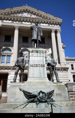 Oliver P. Morton monument situé en dehors de l'indiana statehouse State Capitol building indianapolis indiana USA Banque D'Images