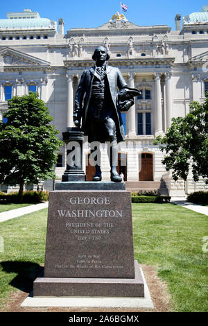 Statue de George Washington indiana statehouse State Capitol building indianapolis indiana USA Banque D'Images