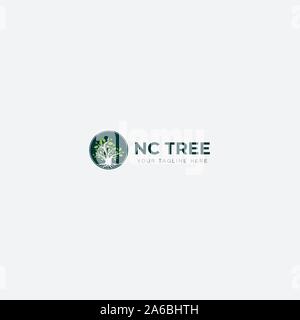Logo cercle naturel logo financer la croissance de l'arbre vert Illustration de Vecteur