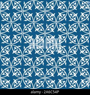 Blanc et bleu portugais traditionnel motif floral abstrait sans couture Illustration de Vecteur