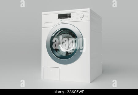 Lave-linge sur le fond blanc, 3D Rendering Banque D'Images