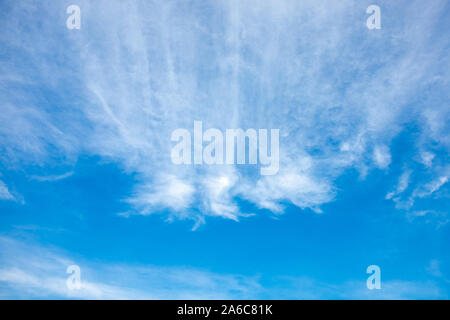 Cirrostratus les nuages blancs comme un dragon cracheur de feu sur bleu ciel ensoleillé. Banque D'Images