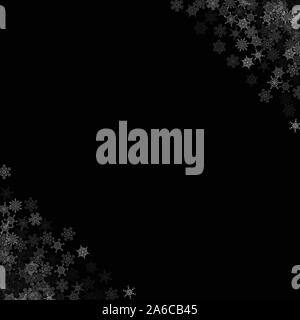 Avec les flocons de neige au hasard dans le noir Illustration de Vecteur