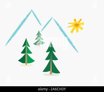 Paysage alpin d'hiver, sketchlike illustration Illustration de Vecteur