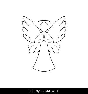 Vector illustration d'ange noir avec les ailes sur fond blanc Illustration de Vecteur