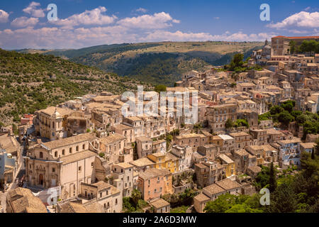 Vue panoramique de Ragusa Ibla, Sicile Banque D'Images