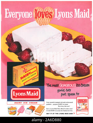 1959 La publicité pour Lyons Maid de la crème glacée. Banque D'Images