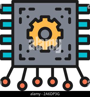 Puce, carte mère, contacts, circuit board télévision icône couleur. Illustration de Vecteur