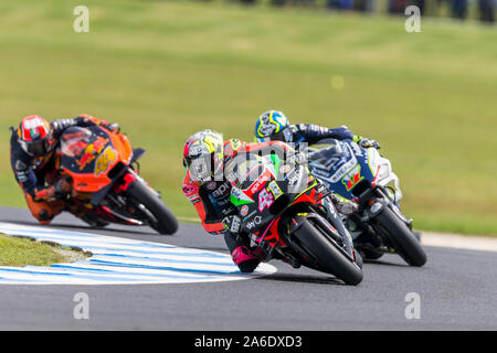 26 octobre 2019 ; Grand Prix de Phillip Island, l'île de Phillip Island, Victoria, Australie ; Moto GP d'Australie, jour de qualification ; Karel Abraham, Pol Espargaro Aleix Espargaro, lors des essais libres 4 - usage éditorial Banque D'Images