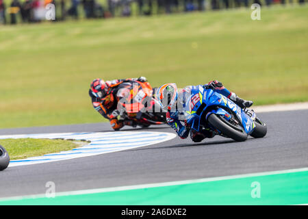 26 octobre 2019 ; Grand Prix de Phillip Island, l'île de Phillip Island, Victoria, Australie ; Moto GP d'Australie, jour de qualification ; Alex Rin, Mika Kallio lors des essais libres 4 - usage éditorial Banque D'Images