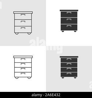 Ensemble d'icônes et silhouette linéaire avec des tables de bureau pour logo, design et conception de sites et applications, modèle plat Illustration de Vecteur