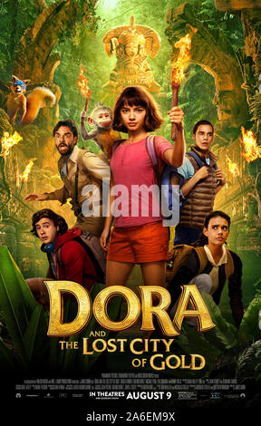 Dora et le Lost City of Gold (2019) réalisé par James Bobin et avec Robert Miranda, Isabela Moner, Eugenio Derbez et Michael Peña. Grand écran live-action adaptation de Dora the Explorer dans une aventure pour sauver ses parents et résoudre le mystère d'une cité inca. Banque D'Images