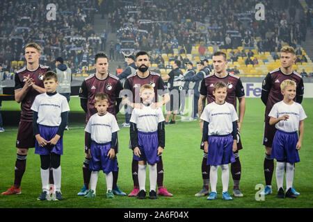 Kiev, UKRAINE - le 24 octobre 2019 : c.f. Les joueurs de Copenhague avant le match FC Dynamo avec C.F. Copenhague en l'UEFA Europa League au stade olympique (Photo par Aleksandr Goussev/Pacific Press) Banque D'Images