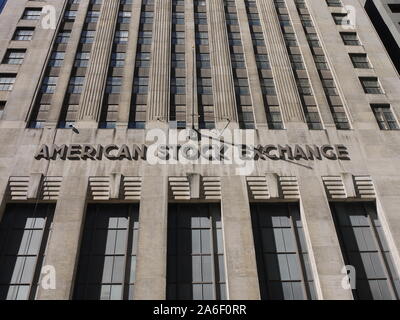 La façade arrière ou Bourse de New York à New York, le NYSE à Manhattan Banque D'Images