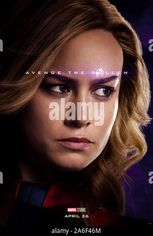 Affiche pour l'avance de caractères Avengers : Endgame (2019) réalisé par Anthony et Joe Russo avec Brie Larson comme Carol Danvers / Captain Marvel. La conclusion épique et 22e film dans l'univers cinématographique de Marvel. Banque D'Images