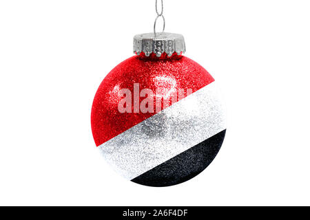 Boule de Noël en verre toy isolé sur fond blanc avec le drapeau de la Principauté de Sealand, Banque D'Images