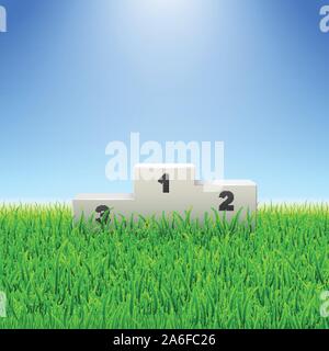 Socle avec les numéros sur le terrain de soccer de l'herbe verte Illustration de Vecteur