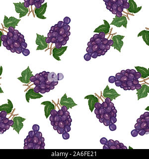 Ensemble d'aquarelle raisin rouge isolé sur fond blanc, les raisins modèle transparent Banque D'Images