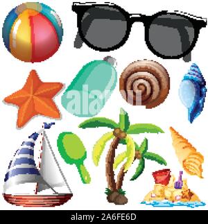 Ensemble d'objets isolés thème des vacances d'illustration Illustration de Vecteur