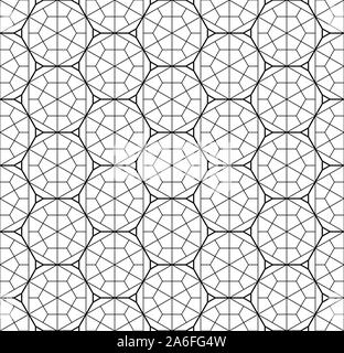 Motif géométrique transparente décorative dans le style japonais Kumiko.noir et blanc.Pour les lignes de silhouette modèle design textile,réseau,tissu,emballage,pa Illustration de Vecteur