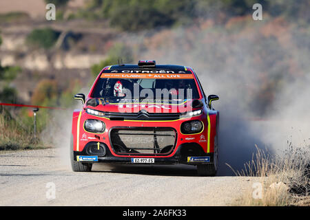 Salou, Catalogne, Espagne. 26 octobre 2019 ; Salou, Catalogne, Espagne ; World Rally Championship, Espagne Rally, SS10/11 ; CITROËN TOTAL Mads OSTBERG Pilote et co-pilote Torstein ERIKSEN dans les CITROEN C3 R5 - usage éditorial Banque D'Images