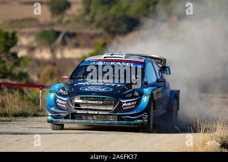 Salou, Catalogne, Espagne. 26 octobre 2019 ; Salou, Catalogne, Espagne ; World Rally Championship, Espagne Rally, SS10/11 ; M-SPORT FORD WORLD RALLY TEAM Teemu SUNINEN Pilote et co-pilote Jarmo LEHTINEN dans leur Ford Fiesta WRC - usage éditorial Banque D'Images