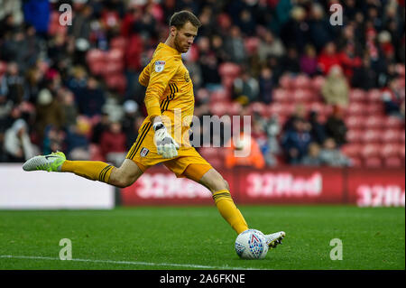 Middlesbrough, Royaume-Uni. 26Th Oct, 2019. MIDDLESBROUGH, Angleterre 26 octobre Marcus Bettinelli de Fulham en action au cours de la Sky Bet match de championnat entre Middlesbrough et Fulham au stade Riverside, Middlesbrough le samedi 26 octobre 2019. (Crédit : Iam Burn | MI News) photographie peut uniquement être utilisé pour les journaux et/ou magazines fins éditoriales, licence requise pour l'usage commercial Crédit : MI News & Sport /Alamy Live News Banque D'Images