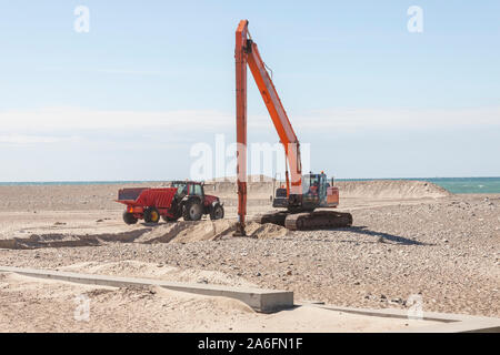 Sur la plage de la pelle à Norre Vorupor, le Danemark, l'Europe. Banque D'Images