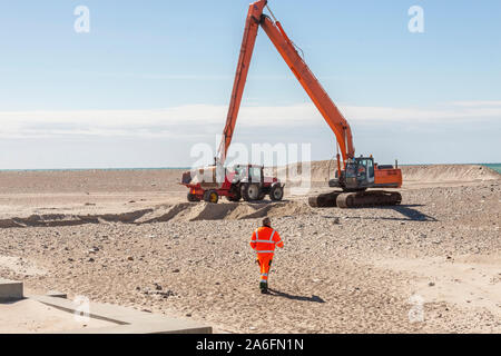 Sur la plage de la pelle à Norre Vorupor, le Danemark, l'Europe. Banque D'Images