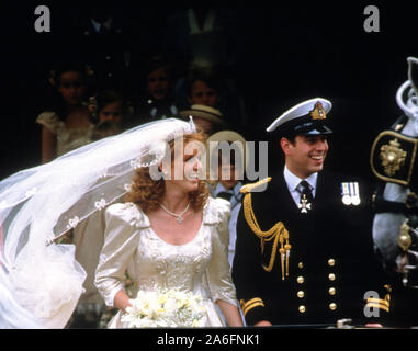 Le prince Andrew et Sarah Ferguson Mariage Juillet 1986 Banque D'Images