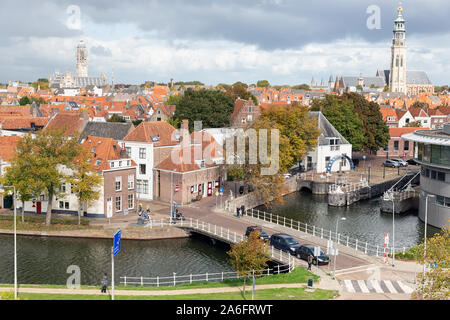 Vue aérienne de la ville médiévale de Middelburg, Pays-Bas Banque D'Images