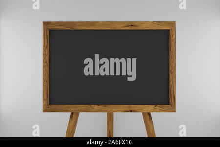 Gris foncé blanc vide tableau avec cadre en bois de rendu 3d illustration Banque D'Images