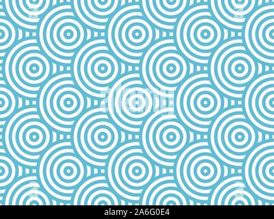 Les bleu et blanc répétant cercles arrière-plan. Les cercles de style japonais modèle homogène. Symbolique de l'eau de l'océan, la texture. Vector illustration Illustration de Vecteur