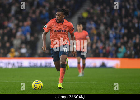 26 octobre 2019, American Express Community Stadium, Brighton et Hove, Angleterre, Premier League, Brighton et Hove Albion Everton v:Alex Iwobi (17) de l'Evertonwith ball Crédit : Phil Westlake/News Images Banque D'Images