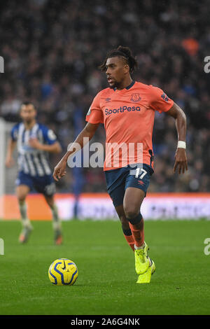 26 octobre 2019, American Express Community Stadium, Brighton et Hove, Angleterre, Premier League, Brighton et Hove Albion Everton v:Alex Iwobi (17) de l'Evertonwith ball Crédit : Phil Westlake/News Images Banque D'Images