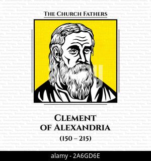 Les pères de l'Eglise. Titus Flavius Clemens, également connu sous le nom de Clément d'Alexandrie (150 - 215), était un philosophe et théologien chrétien qui a enseigné à t Illustration de Vecteur