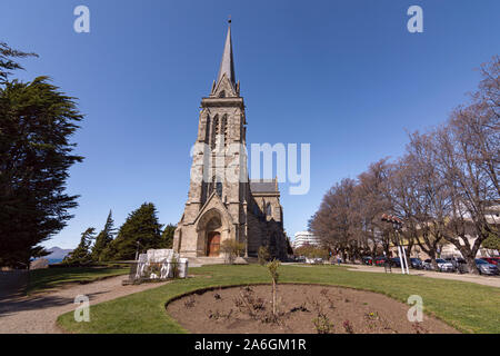 Scène d'une ancienne cathédrale gothique de Notre Dame de Nahuel Huapi à San Carlos de Bariloche, Argentine Banque D'Images