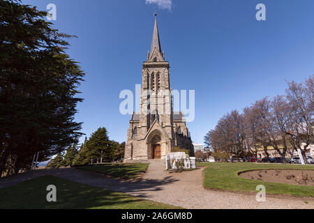 Scène d'une ancienne cathédrale gothique de Notre Dame de Nahuel Huapi à San Carlos de Bariloche, Argentine Banque D'Images