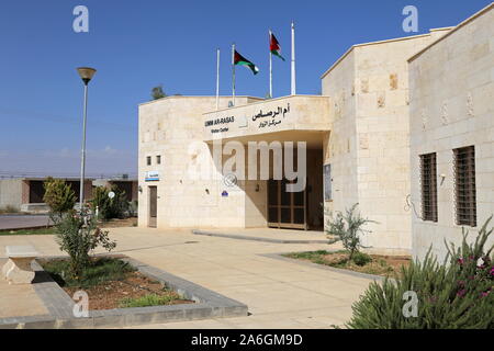 Centre d'accueil, Umm Ar Rases, période romaine site du patrimoine mondial de l'UNESCO, gouvernorat d'Amman, Jordanie, Moyen-Orient Banque D'Images