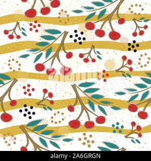 Motif transparent coloré avec Rowan. Style scandinave. Illustration de Vecteur