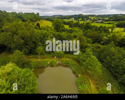 Une des vues aériennes de Callow Top holiday park, Camping à Ashbourne, le Derbyshire Peak District National Park, tentes et caravanes, vacances en famille Banque D'Images